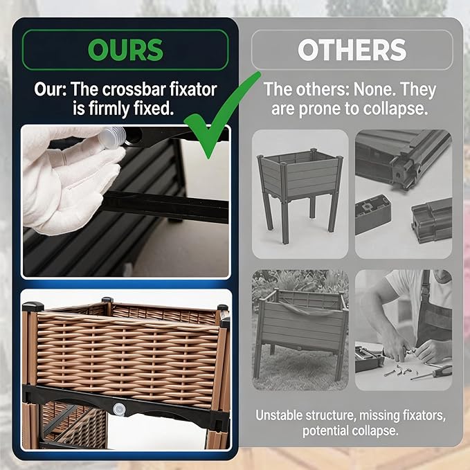 3PCS Raised Garden Beds Outdoor with Legs Planter Box 47x16x21in Reinforced Support Rods Drainage Grid Multi-Combination Options for Vegetables Flowers Herbs Ideal for Balcony Patio Gardening