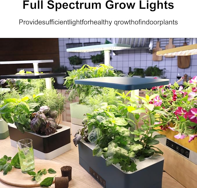 Fockety LED Grow Light for Indoor Plants Full Spectrum Plant Growing Lamp with 24H Timer High PPFD Energy Saving for Orchids Tomatoes Succulents 11.8 x 3.1 Inch Ultra Thin Panel (3 Head)