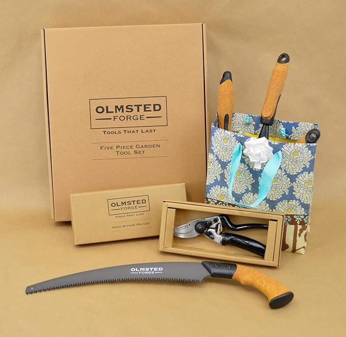 Olmsted Forge Garden Tool Set 5 Pieces Heavy Duty Powder Coated Steel Cork Handle