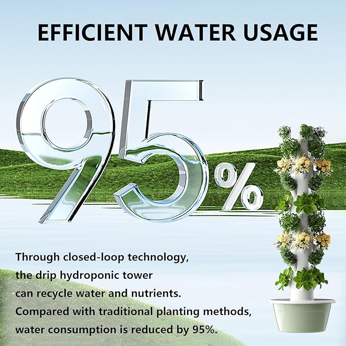Hydroponics Growing System Vertical Tower Aeroponic Tower Garden with Climbing Trellis Detachable Colonization Cups Hydroponic Tower for Herbs Fruits and Vegetables 5Layer