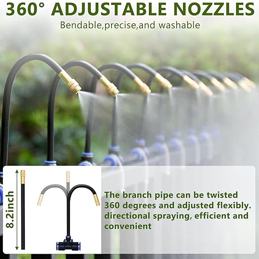 65.6FT/20M Drip Irrigation System 360° Bendable Irrigation System for Garden Garden Watering System with Quick Connector and Adjustable Nozzles Drip Irrigation Kit for Greenhouse Yard Plants