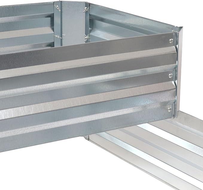 Sunnydaze 2-Tier Galvanized Steel Raised Garden Bed - for Flowers Plants and Vegetables - 94.5-Gal Soil Capacity - Silver