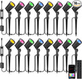 ZYAN APP Control Die-Cast Aluminum RGB Landscape Spotlights with Remote Control Color Changing Music Sync Timer Alexa Compatible Outdoor IP65 Waterproof for Patio Garden Yard Pathway 16 Pack (2×8)