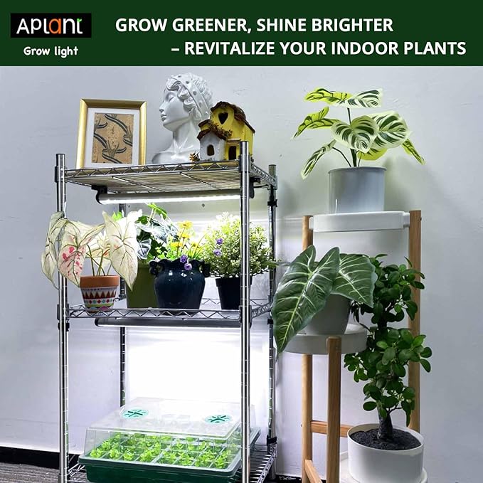 Plant Stand with Grow Lights for Indoor Plants - 3-Tier Plant Shelf with Plant Light Full Spectrum 17.7 W x11.8 D x35.8 H Wire Shelving Unit Storage Shelves for Pantry Closet Garage Kitchen