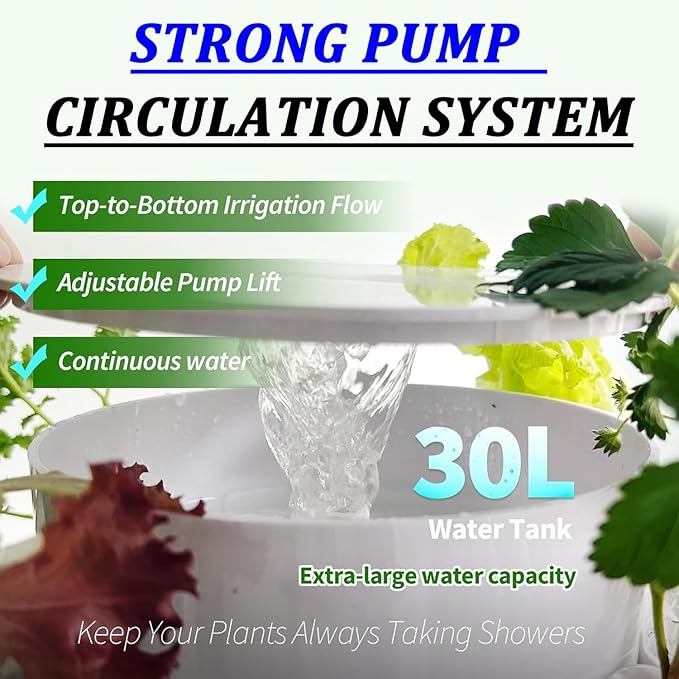 Indoor Hydroponics Growing System Vertical Gardening Tower with LED Grow Lights 9 Layers for Home or Balcony Gardening
