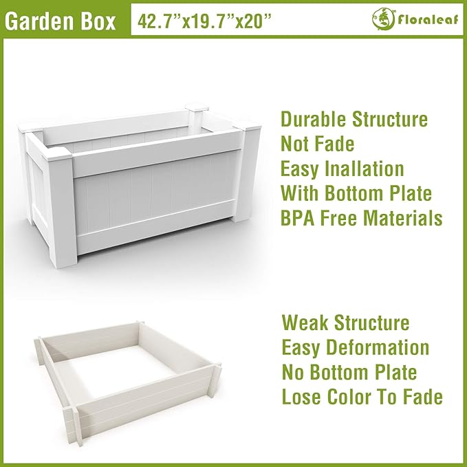 FLORALEAF31 X 20 X 20 Raised Garden Box Above Ground Planter for Growing Vegetables Flowers Herbs DIY Gardening Whelping Pen White Vinyl Garden Bed 3Packs