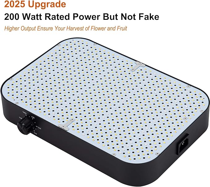 FECiDA 2026 Upgrade Professional LED Grow Light 200 Watts Actual Power 2x2 ft Grow Gent Light for All Growth Stages Higher Output Dimming Function Makes Greater Harvest and Saving Money