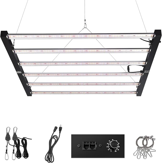 SZHLUX 720W LED Grow Light Dimmable Full Spectrum Grow Lamp Foldable 6-Bar Plant Growing Light for Indoor Plants High PPFD Grow Lights for Hydroponic Greenhouse Veg Bloom