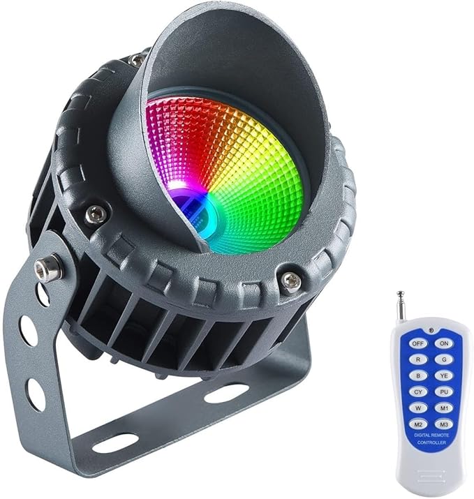 Led Beam Light - RGB Color Changing Rotation Spotlight AC12V COB Tree Outdoor Flood Light Garden Villa Courtyard Lawn Landscape Light(18w)