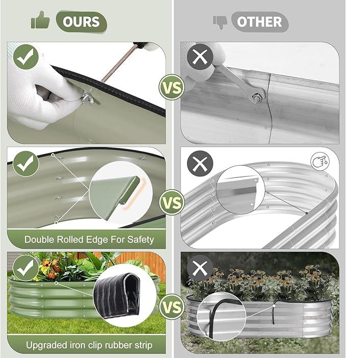 Galvanized Raised Garden Bed Outdoor- 2 Pcs Raised Beds for Gardening| Metal Planter Box Steel Raised Garden Bed Kit with Gloves for Vegetables Flower Herbs (4x2x1FT Green)