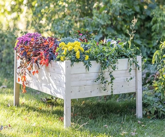 Zylina Wood Raised Garden Bed - X-Large 48x36x22 Raised Planter Boxes for Outdoor w/Legs Garden Beds Outdoors Grow Vegetables Herbs and Beautiful Flowers on Patio Balcony or Backyard.