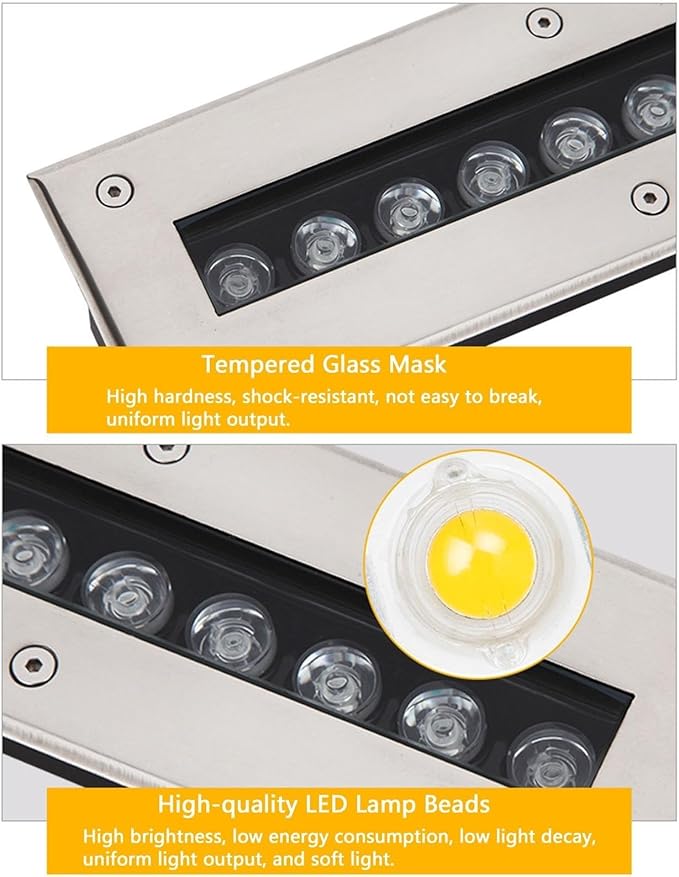 Rectangle Underground Light LED Landscape Light IP65 Waterproof Ground LED Embedded SpotlightRed-36w