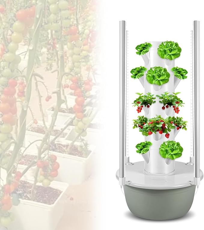 Stackable Plant Tower Vertical Tower Planters Hydroponic Tower Balcony Hydroponic Growing Systems Hydro Culture Grow Tower Leaning Tower of Herbs C(36Pots)
