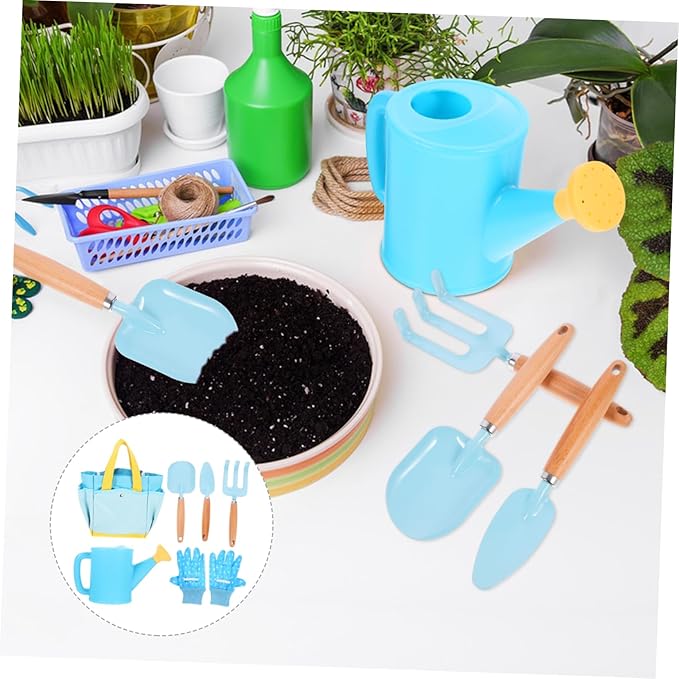 BESPORTBLE 1set Boy Girl Gardening Tools Set Boy Girl Garden Supplies Shovel Rake and Storage Basket Outdoor Planting Tools for Boys and Girls Encourages Nature Exploration and Imagination