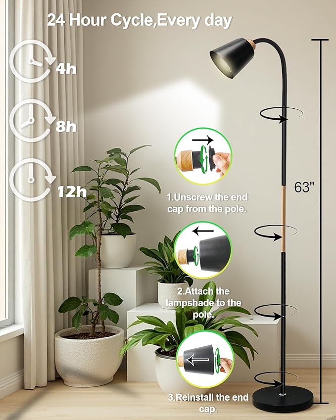 Standing Plant Grow Light LED Growing Light Full Spectrum for Indoor Plants4/8/12H Timer Flow Grow Light for Tall Large Indoor Plants