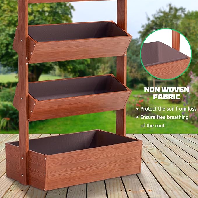 DoCred Vertical Wooden Raised Garden Bed 4 Tier Garden Planters Freestanding Wood Plant Stand Flower Rack Wooden Planter Box for Plants Herbs Flowers Vegetables Outdoor Indoor Gardening