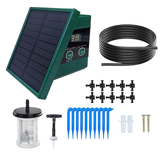 Solar Automatic Drip Irrigation Kit System Plant Watering Devices Solar Drip Irrigation System with Anti Siphon &amp 30 Timers Ideal for 10 Potted Plants 33Ft Pipe