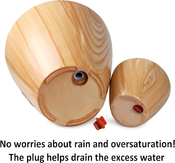 2 Pack 10 in. Light Wood Plastic Self Watering Planter Pot