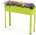 HAPPYGRILL Raised Garden Bed 31.5” Elevated Planter Box w/Legs Drainage Hole Hemming Design Metal Garden Box for Vegetable Herb Outdoor Raised Beds for Gardening Backyard Porch Balcony Green