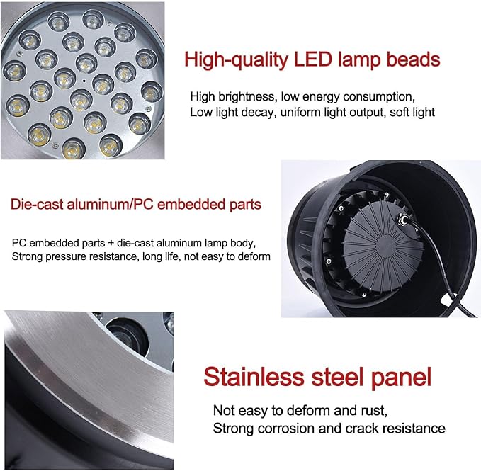 YANYO Outdoor Recessed LED Spotlight - Buried Yard Lamp Rectangular Linear Underground Light IP67 Waterproof Corridor Aisle Lights Stair (Red85-110V(9W)) (Blue 85-110V(12W))