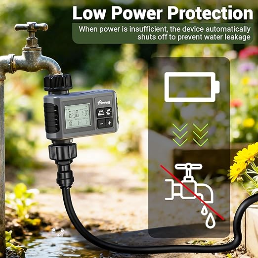 360° Adjustable Drip Irrigation System - 100FT Garden Watering Atomizing System with 32 Nozzles &amp Water Timer Greenhouse Accessories for Yard Lawn Plants Garden 5/16 inches Tubing