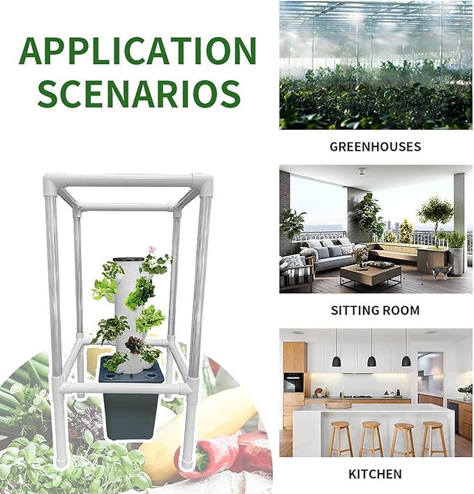 Tower Garden Hydroponics Growing System15-Plant Indoor Vertical Garden with LED Timing Grow LightNursery Germination Kit Including Water LevelWater Tank