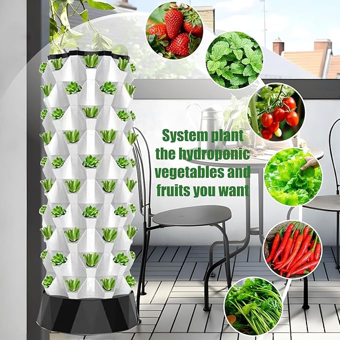 80 Pods Hydroponics Tower Garden Hydroponic Growing System Aeroponics Growing Kit for Herbs Fruits and Vegetables