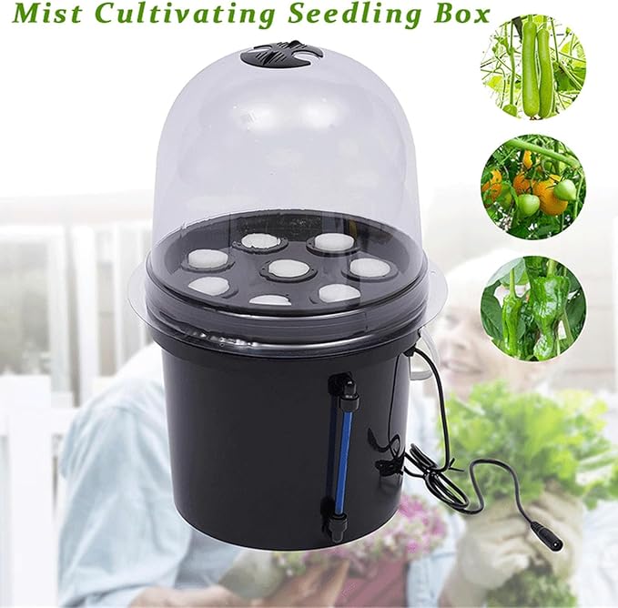 Hydroponic Seedling System Kit 8-Hole 5L Sprayer Seedling Box with Dome Lid Indoor and Outdoor Hydroponics Equipment for Garden Vegetables