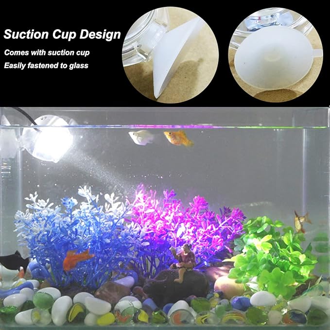 Kiven Led Fish Tank Light Landscape Spotlight Outdoor/Indoor Cool White Underwater Spotlight LED Light with Timer Adjustable for Fish Tank Pond Pool Plant Lawn