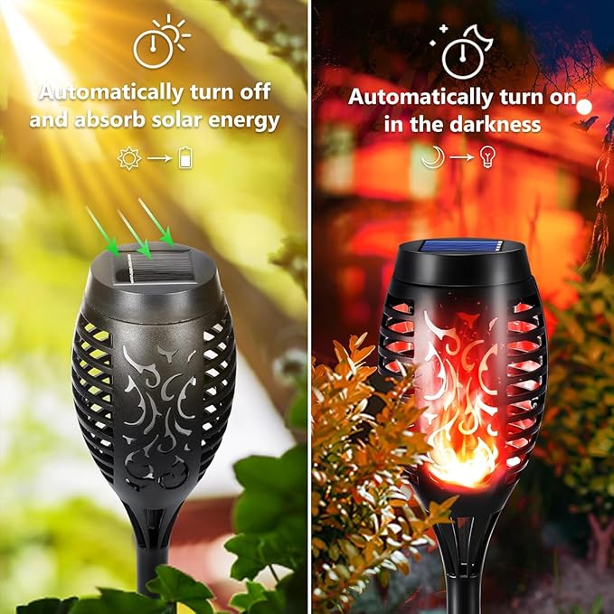Solar Flashlight Light with Flickering Flame Multi-Piece Outdoor Solar Lights Outdoor Waterproof Solar Garden Lights for Decorative Paths Patio and Deck Outdoor Lighting（Red (18)