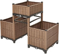 3PCS Raised Garden Beds Outdoor with Legs Planter Box 47x20x21in Reinforced Support Rods Drainage Grid Multi-Combination Options for Vegetables Flowers Herbs Ideal for Balcony Patio Gardening