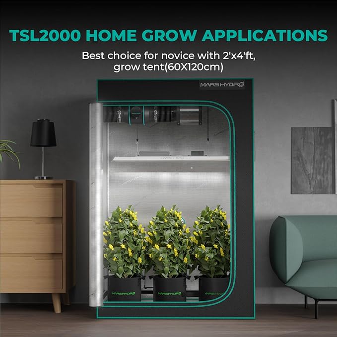 MARS HYDRO TSL2000 300W Led Grow Lights for Indoor Plants Full Spectrum Dimmable Daisy Chain Growing Lamps for Seed Starting Vegetables Bloom in 4x2/5x3 Grow Tent Greenhouses