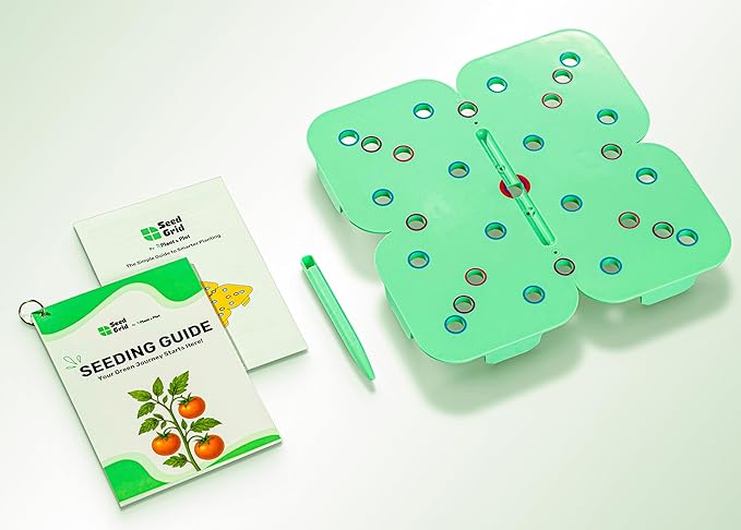 Seed and Seedling Spacer Tool for Garden // Square Foot Gardening Seed Template for Organized Plants Vegetables &amp Fruits // Spacing Tool Kit for Planting (Green)