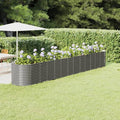 Patio Raised Planter Raised bedsGalvanized PlanterFlower BedTroughMetal PlanterRaised Garden BedBed Powder-Coated Steel 201.6x31.5x26.8 Gray