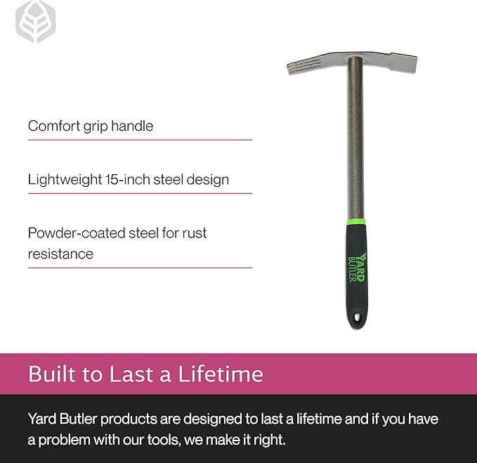 Yard Butler Terra Garden Weeder Hand Tool ITT-1W - Essential Gardening Tool for Yardwork - Power-Coated Steel Construction - Comfortable Grip - Long-Lasting - Rust-Resistant