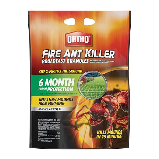 Ortho Fire Ant Killer Broadcast Granules - Fire Ant Granules for Outdoors Kills Mounds in 15 Minutes 6 Month Protection Treats Up To 5000 sq. ft. 11.5 lb. (2-Pack)