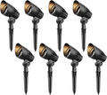 12V Low Voltage Landscape Lights 8-Pack with 50W MR16 Halogen Bulbs 380 Lumen 3000K Warm White Spotlights Outdoor Yard Lighting with Connectors &amp Stakes (11.0 Watts)