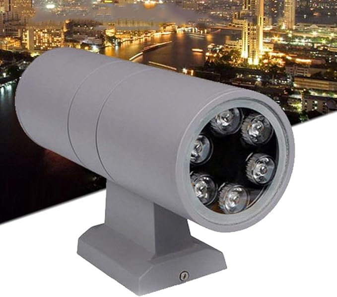 Long Range Led Beam Spotlight Outdoor Wall Washer Lamp IP65 Waterproof Villa Garden Column Lamp AC220V Double Head Up and Down Irradiation Exterior Wall Landscape Light(Yellow6w)