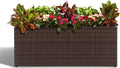 LEWIS&ampWAYNE Large Rectangular Block Planter Box Handmade Wicker Tall Planters for Outdoor Plants with Removable Liners Modern Planter for Indoor Outdoor Patio Deck - Brown 36''x12''x16''