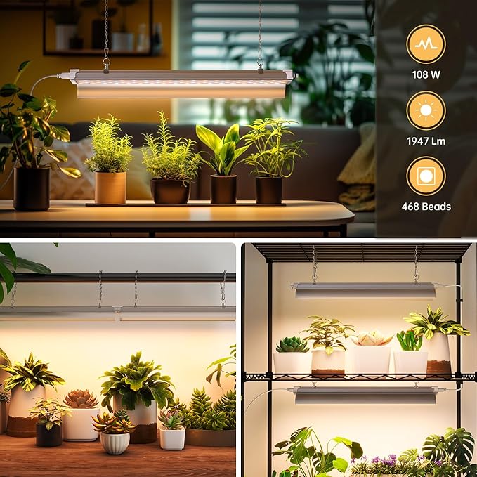 1.4FT Hanging Grow Light f+ 4-Tier Greenhouse 27 L x 19 W x 63 HBlack