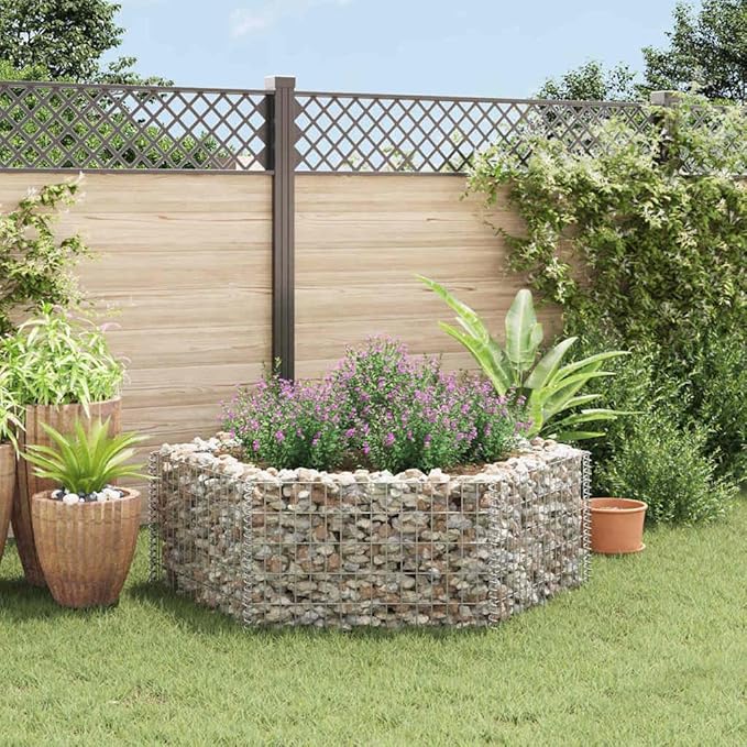 Gabion Raised Bed Steel Welded Wire Fence Galvanized Garden Retaining Wall Landscape Grid Baskets 63x55.1x19.7 in