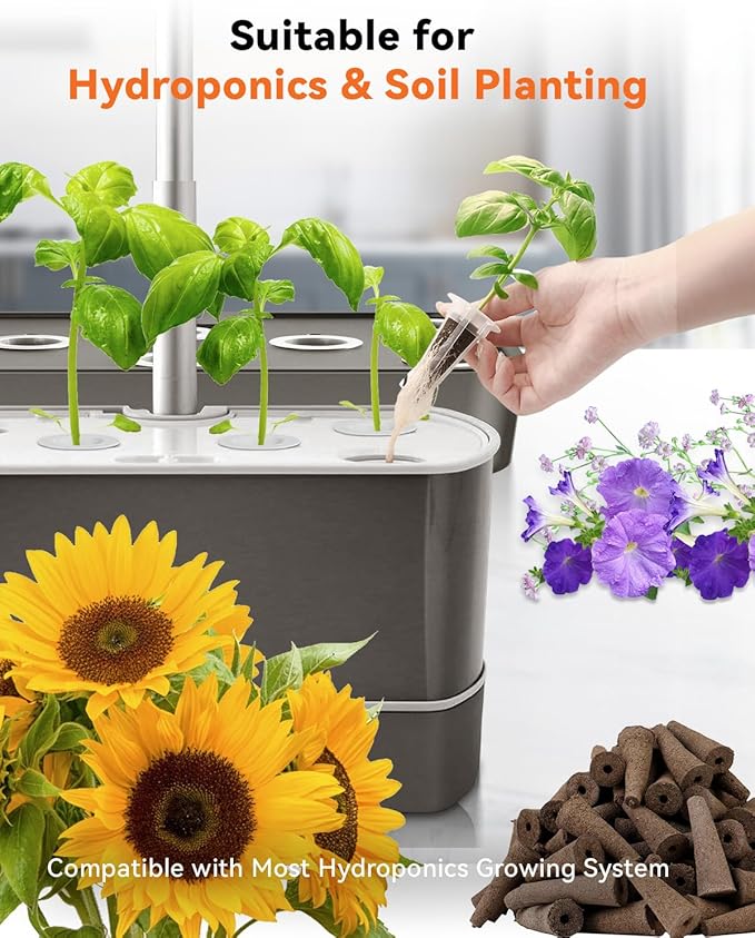 LYKOCLEAN 8 Pods Gourmet Herb Seed Pod Kit and 8 Pods Vibrant Flower Seed Pod Kit Compatible with Aerogarden Ahopegarden Letpot Hydroponics Growing System