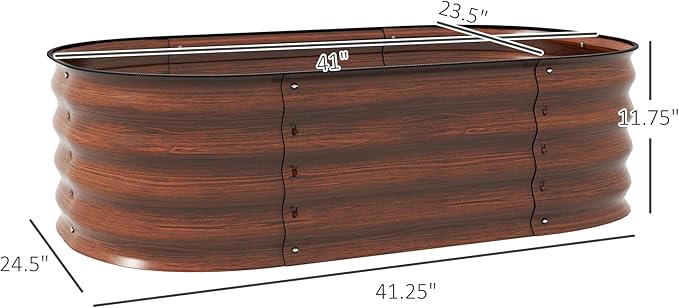 Galvanized Raised Garden Bed Kit Outdoor Metal Elevated Planter Box with Safety Edging Easy DIY Stock Tank for Growing Flowers Herbs &amp Vegetables Brown (3.5' x 2' x 1')