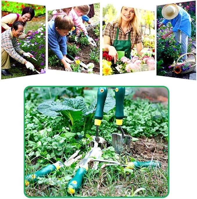 Garden Tool Set 5 Piece Stainless Steel Heavy Duty Gardening Tool Set Mini Garden Plant Tool Loose Soil Pot Planting Flowering Tool for Seedling Digging Weeding
