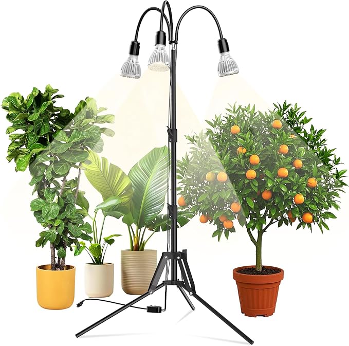 SANSI Upgraded 90W Grow Light with Adjustable Tripod Stand 5000K 660nm Full Spectrum 700W Equiv. LED Floor Plant Light for Indoor Plants Grow Lamp with Replaceable Bulbs for High PPFD Growing