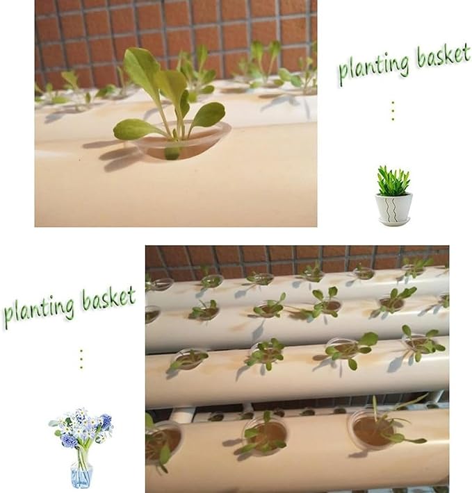Hydroponics Growing SystemPVC Pipe Single-Layer 36 Holes Hydroponic with 30L Folding Water Tank Hydroponic Plants for Growing Lettuce... (Color:Pads Style)