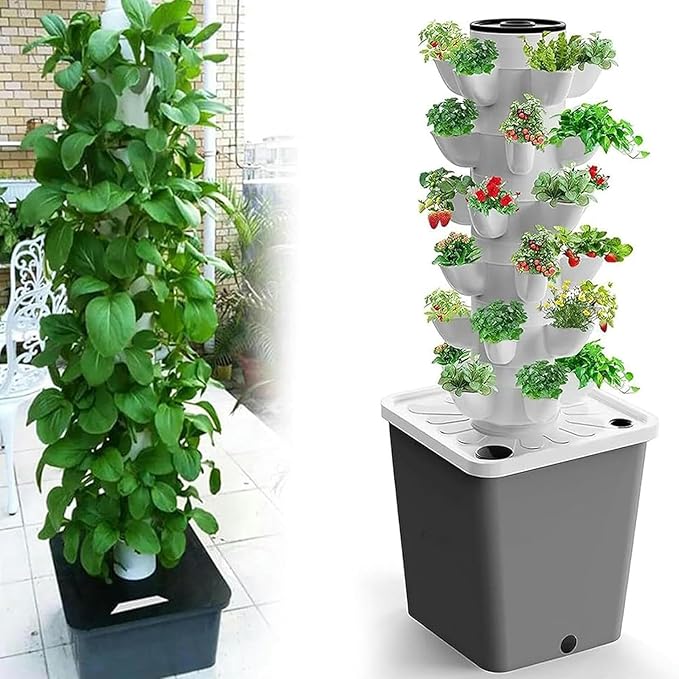 Garden Hydroponic Growing 15/20/25/30 Pods Hydroponics Tower Aeroponics Grow Kit Aquaponics Planting Fruits and Vegetable