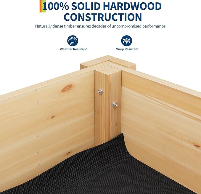Raised Garden Bed Wooden Elevated Garden Bed with Legs Large Planter Boxes Outdoor for Vegetables and Herbs Natural Wood Raised Beds for Gardening and Flowers Natural Wood - 4x2.5x1.8ft