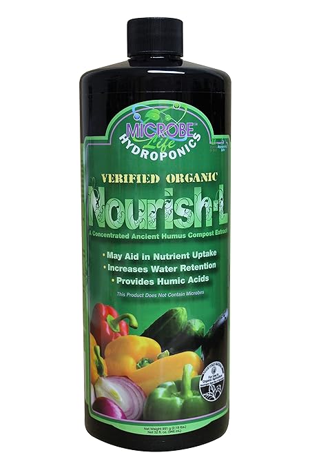MICROBE LIFE HYDROPONICS Nourish-L Liquid Fertilizer Stimulator to Enhance Plant Nutrient Absorption for Fruits &amp Vegetables Use with Any Feeding Systems Including Hydroponics or Soil 32 Ounces