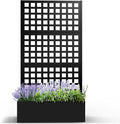 Metal Planter Box with Trellis Planter Box with Privacy Screen Privacy Trellis Outdoor for Climbing Plants with Drainage Holes Raised Garden Bed for Vegetables